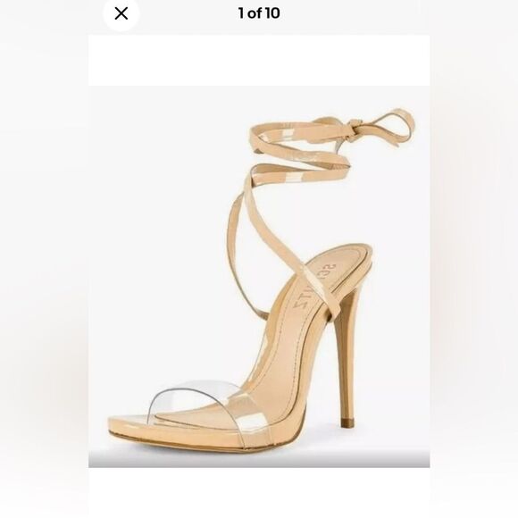 SCHUTZ 8B Lace Up Clear Leather Sandals - Picture 1 of 12